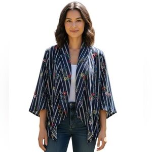 Jon&Anna Woman’s Floral Striped Open Front Cardigan size medium